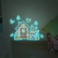 Adesivi murali fluorescenti con coniglietti e casetta che brillano al buio - Stile Bagliore Blu (MG-YP067 Luce Blu) / 20x30cm
