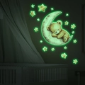 Adesivi murali fluorescenti con orsetto sulla luna e stelle per la cameretta dei bambini - MG-YP006 Luce Verde / 30*40cm / Verde Fluorescente