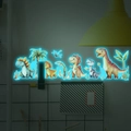 Adesivi murali dinosauri fluorescenti ad acquerello per decorazione camera bambini - Stile Standard / Blu