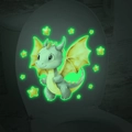 Adesivi luminosi a forma di dinosauro e stelle su un coperchio del WC al buio - 24*24cm / Verde Luminoso (MG-YM020)