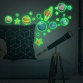 Adesivi murali luminosi con pianeti e stelle fluorescenti in camera da letto buia - 30x20cm / Verde
