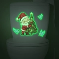 Luminous Christmas decals with Santa Claus and birds glowing in the dark bathroom - Standard / Green