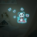 Glow in the dark panda wall decal with butterflies for luminous home decor accents - 30x20cm / Blue