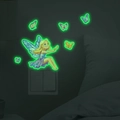 Luminous wall sticker showing glowing fairy and butterflies near light switch in the dark - Green Glow (MG-YK044)