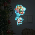 Pegatina de pared de Papá Noel luminosa con globos de colores brillando en la noche - 10*17CM / Azul