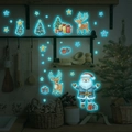Pegatinas de pared de Navidad luminiscentes con Papá Noel y renos en la oscuridad - 30x40cm / Azul