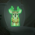 Adesivo cervo acquerello luminoso con sciarpa che mostra luce verde sul coperchio WC - Luce Verde (20*30cm)