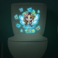 Adesivo per WC con fata farfalla fluorescente con effetto luminoso blu brillante - Blu