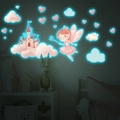 Dettaglio degli adesivi murali luminosi con castello e fata che brillano nel buio - 30*40cm / MG-YP041 Luce Blu