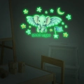 Adesivi murali luminosi con elefante, luna e stelle per la cameretta dei bambini - 30*40cm / Verde