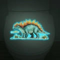 Lichtgevende stegosaurus dinosaurus sticker op een witte wc-deksel in het donker - 20*30cm / Blauw