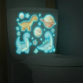 Adesivi murali luminosi con dinosauri e spazio che brillano su superficie bianca - 20x30cm / Stile Luce Blu