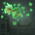 Pegatinas de pared luminosas con hada durmiente y mariposas brillantes en la oscuridad - MG-YP057 (30*40cm) / Verde