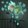 Adhesivo de pared luminoso con una hada durmiendo y mariposas que brillan en la noche - MG-YP057 (30*40cm) / Azul