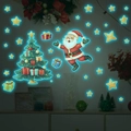 Adesivi murali luminosi con Babbo Natale e stelle dell'albero di Natale che brillano al buio - Stile Luce Blu (MG-YP056 Luce Blu)