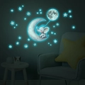 Luminous blue glow elephant and moon wall decals for nursery wall decoration - MG-YP017 (30*40cm) / Fluorescent Blue