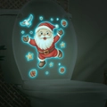 Adesivo natalizio luminoso con Babbo Natale che brilla di blu in un bagno al buio - Blu