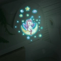 Adesivi luminosi con unicorno e stelle che brillano al buio sul sedile del bagno - Luce Blu / 24*24cm