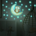 Adesivi murali fluorescenti con gufo sulla luna e stelle per la cameretta dei bambini - MG-YP001 Blu Luminoso / 30*40cm
