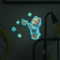 Pegatinas de pared fluorescentes con un oso pardo, estrellas y mariposas junto al interruptor - Azul / 12*17cm