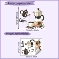Watercolor coffee wall sticker dimensions showing moka pot and cups decor stickers - 30*39CM/HY-F393