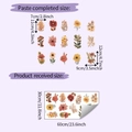 Detailed dimension guide for watercolor floral wall stickers in warm red and orange tones - 30*60cm/HY-B122 (Transparent)