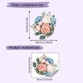 Dettaglio del layout dell'adesivo murale floreale con dimensioni di ortensie e rose - Stile Floreale Ortensia Rosa (HY-M362)