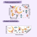 Tabella taglie dettagliata per adesivi murali Luna e Fiori con misure del layout - Stile Acquerello Luna Floreale Lanterna (HY-D026)