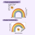 Size guide for rainbow and sun wall stickers showing dimensions 60x40cm and 57x38cm - 40x60cm (HY-E195)