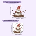 Detail view of coffee gnome wall decals showing paste dimensions and layout size - 29x29cm