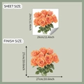 Detail oranje roos muursticker met velformaat 29x29cm en afgewerkt formaat 27x27cm - Oranje Bloemen (HY-M389) / 29x29cm
