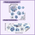 Layoutdetails und Maße für blaue 3D-Blumenwandaufkleber für die Heimdekoration - 30*90cm*2 Blätter / Blau Floral