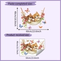 Detail showing layout of cat flower wall sticker with received and applied dimensions - 40*60CM/HY-E206