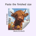 Detailansicht Highland-Cattle-Wandsticker mit fertiger Größe von 34x34 cm - 34x34cm (HY-F445)