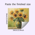 Detail von 34 cm quadratischem Wandsticker mit Aquarell-Sonnenblumen und Kleberücken - 34x34cm