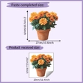 Detailansicht der orangefarbenen Chrysanthemen-Wandsticker mit Layout und Maßangaben - 29x29cm