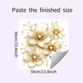 Dettaglio adesivo da parete 3D floreale con bordi dorati e perle, 34x34cm - 34x34CM (HY-F447)
