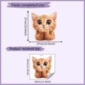 Size chart for cute orange cat wall sticker showing layout and finished dimensions - 29*29CM (HY-F452)