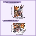 Gedetailleerde afmetingen van 3D cartoon dierenmuurstickers met lay-out en eindformaten - 39*49CM/HY-F453