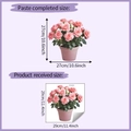 Dimensiones detalladas del vinilo decorativo maceta de rosas rosas con diseño y tamaño - 29*29cm/HY-M419