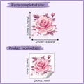 Detalle de las dimensiones de la pegatina floral rosa para inodoro y decoración - 29x29cm