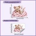 Vue détaillée du sticker mural ours et lapin avec les dimensions du produit affichées - Ours et Lapin Mignons (HY-KG166) / Type standard