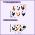 Detailed dimension guide for rooster wall stickers showing 30x60cm sheet and layout - Rooster Pattern Style (HY-B128)