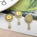 Three creative fried egg pan resin charms for DIY jewelry making and craft projects - Coffee Frying Pan with Fried Egg (14947)