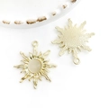 Golden sun pendant pair with translucent inlay and flame ray texture on white background - Clear Egg Sun Flower (15949) / 1 Piece (27x30mm) / Gold