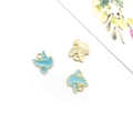 Pendentif oiseau bleu ciel en alliage doré pour bijoux DIY et création de boucles - Style Oiseau Bleu Émaillé (15779)