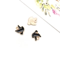 DIY black enamel flying bird alloy charms with gold sunburst back for jewelry making - 1 X 10mm - 0.5g Oil-dripping Black Bird - 15780