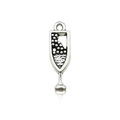 Macro view of vintage silver champagne glass charm with detailed bubble texture and top ring - Antique Silver Wine Glass (10565)