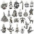 Vintage silver Christmas alloy charms set including snowman tree and elk for DIY jewelry - Christmas Series Mixed Style (SN004)