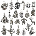 Set van 20 vintage zilveren kersthangers van legering voor DIY-sieraden en armbanden - Antiek Zilver (SN04)